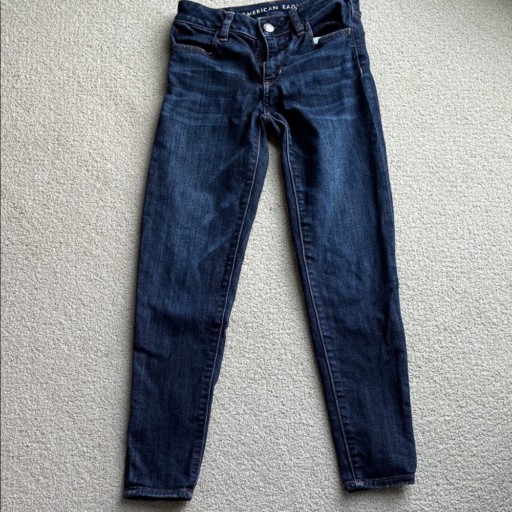 American Eagle Outfitters Women's Deep Indigo Skinny Jeans Size 0 short